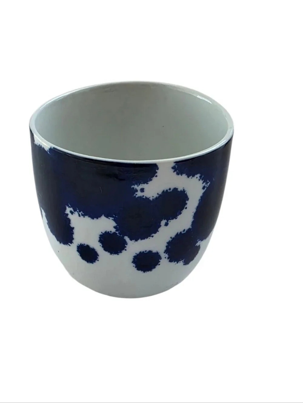 Paola Navone Designer Blue White Ceramic Vessels Made in Portugal Set of 2